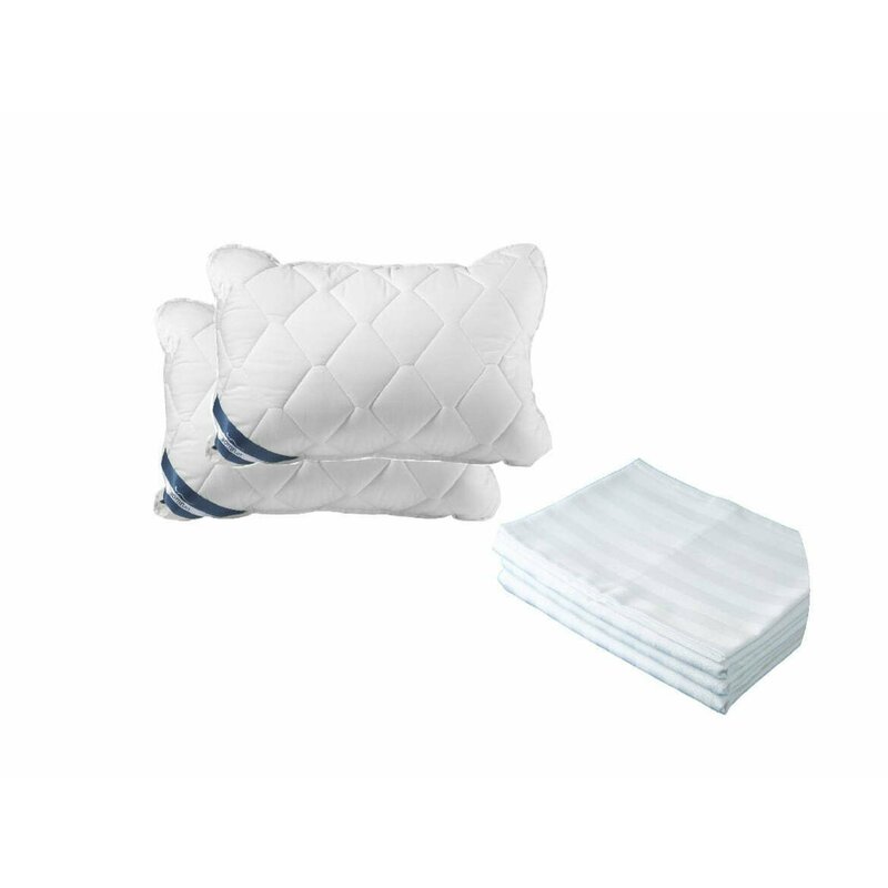 Somnart - pachet promo: 2 perne somnart superior plus - 50x70 cm + 2 fete de perna damasc hotelier - 50 x 70 cm 100% bumbac