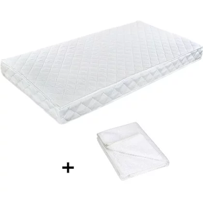 Pachet Saltea patut bebe, Babyneeds, Cocos Confort 120x60x10 cm + Protectie impermeabila