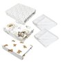 Pachet Starter Kit, Qmini, Cu 3 cearceafuri cu elastic, Din bumbac Oeko-Tex 120x60 cm, Hipoalergenice, Multicolore, 2 protectii impermeabile pentru patut 120x60 cm, Alb - 1