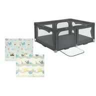 Pachet Tarc de joaca copii, Lionelo, Florence, 150 x 180 cm, Conform cu EN 12227:2010, Gri si Covoras educativ, Bocioland, Water City, Impermeabil, 150 x 180 cm
