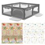 Pachet Tarc de joaca copii, Lionelo, Willow XL,180 x 200 cm, Conform cu EN 12227:2010, Gri si Covoras de joaca interactiv, Asalvo, Reversibil, XXL, Spuma, 200x180 cm, Fara BPA, 0 luni+ - 1