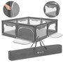 Pachet Tarc de joaca copii, Lionelo, Willow XL,180 x 200 cm, Conform cu EN 12227:2010, Gri si Covoras de joaca interactiv, Asalvo, Reversibil, XXL, Spuma, 200x180 cm, Fara BPA, 0 luni+ - 6
