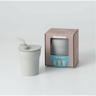 Pahar cu capac si pai antrenament bebelusi Miniware 1-2-3 Sip!, 100% din materiale naturale biodegradabile, Grey