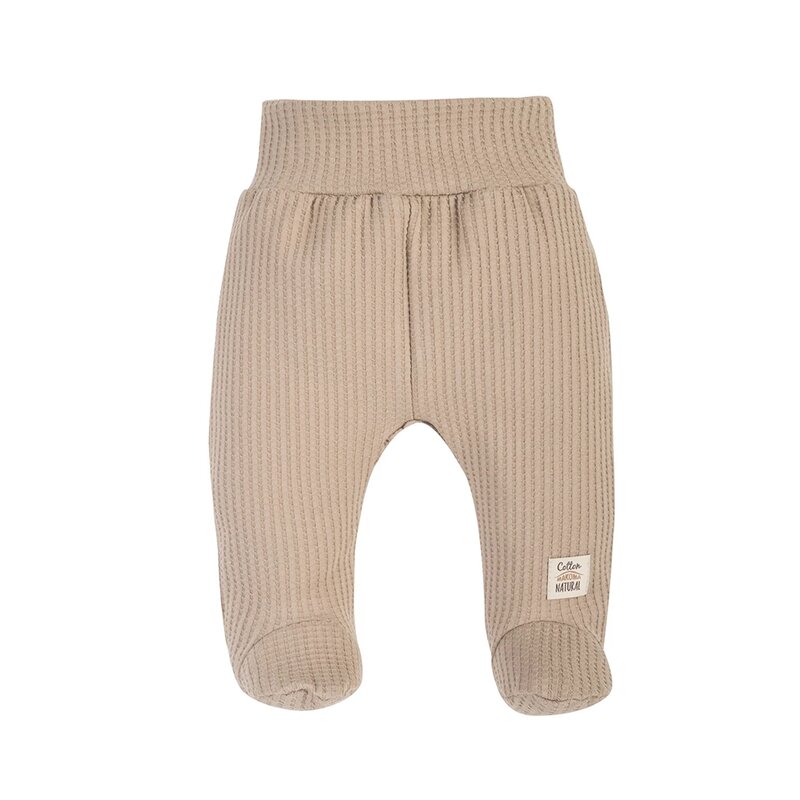 Pantalonasi cu botosei, Natural Waffel, Material certificat Oeko Tex Standard 100, Din bumbac si elastan , Marime 56, Beige