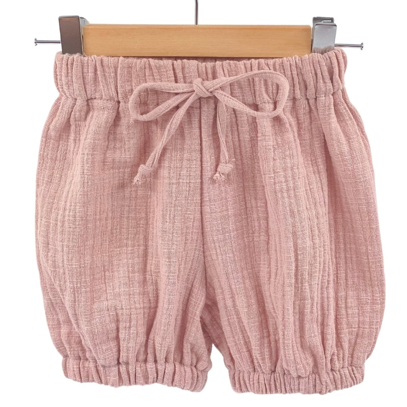 Pantaloni bufanti de vara pentru copii, din muselina, candy pink, 6-12 luni