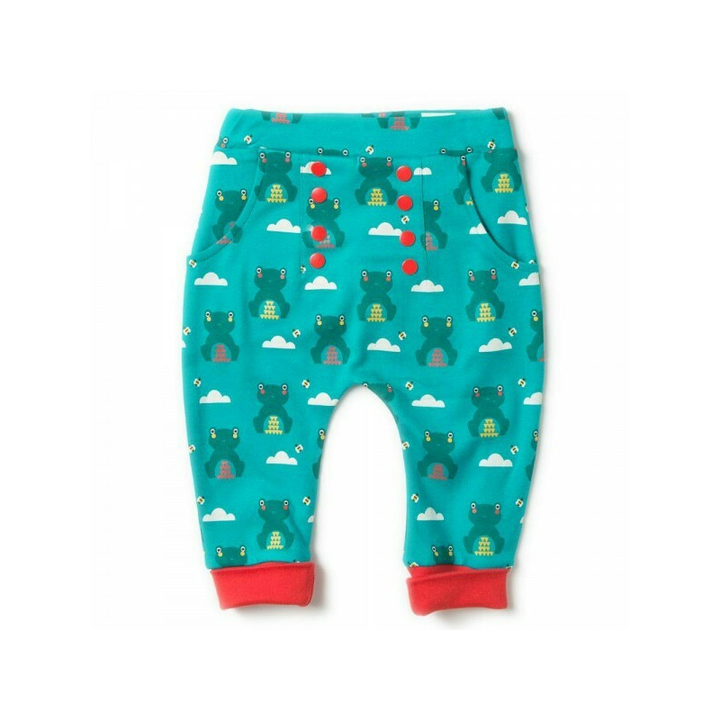 Pantaloni salvari din bumbac organic - little green radicals - river frog joggers 6/7 ani