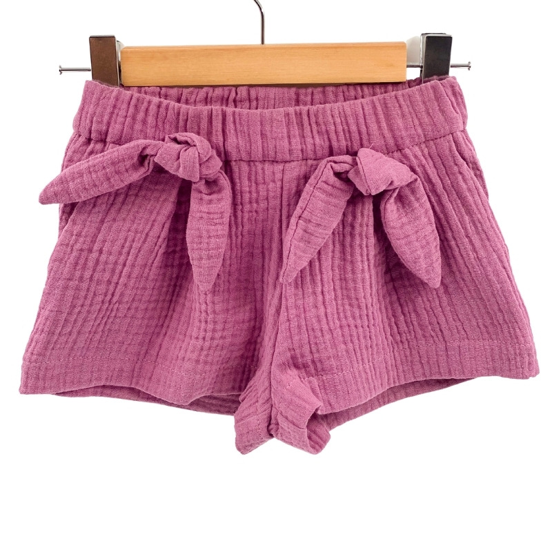 Pantaloni scurti pentru copii, din muselina, cu talie lata, lavender, 2-3 ani