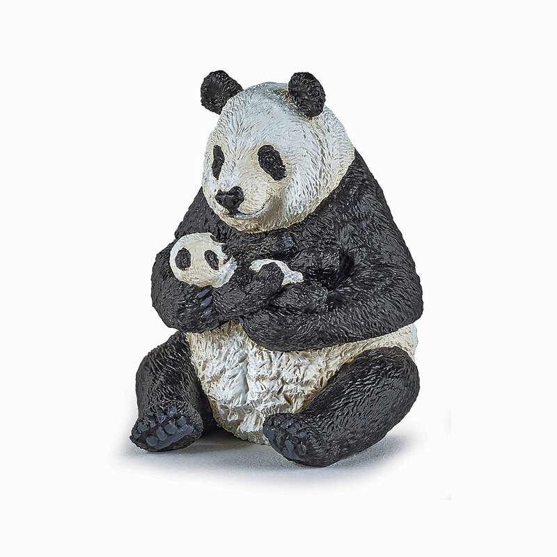 Papo - papo figurina urs panda sezand cu pui in brate
