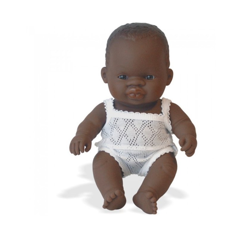 Miniland - Papusa Baby african fata 21cm