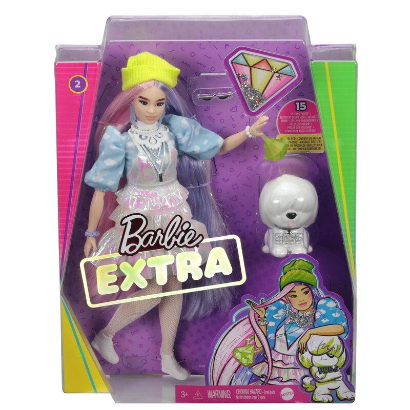 Mattel - papusa barbie beanie , extra style, multicolor