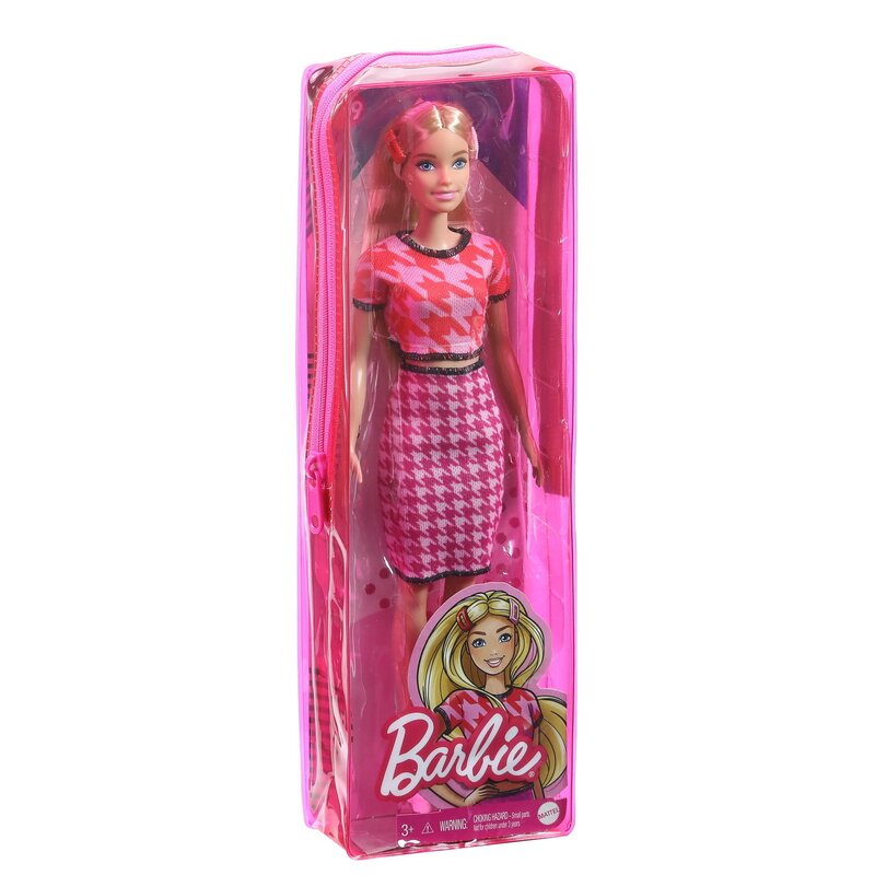 Mattel - papusa barbie, blonda, cu tinuta casual, roz