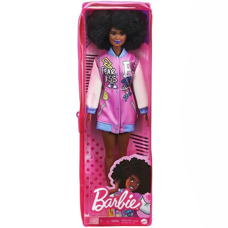 Mattel - papusa barbie fashonista, cu par afro, cu jacheta lila