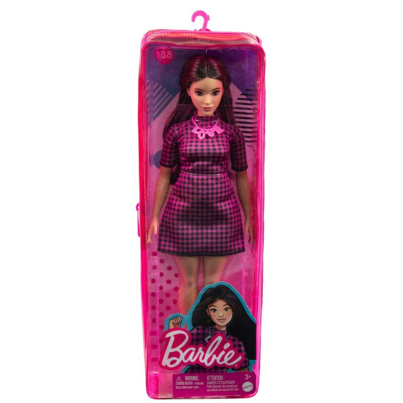 Mattel Papusa barbie fashionista satena cu rochie mov