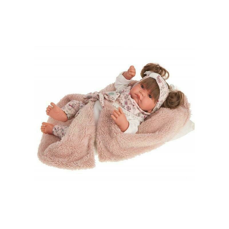 Antonio juan - papusa bebe realist nica reborn cu paturica cu articulatii roz