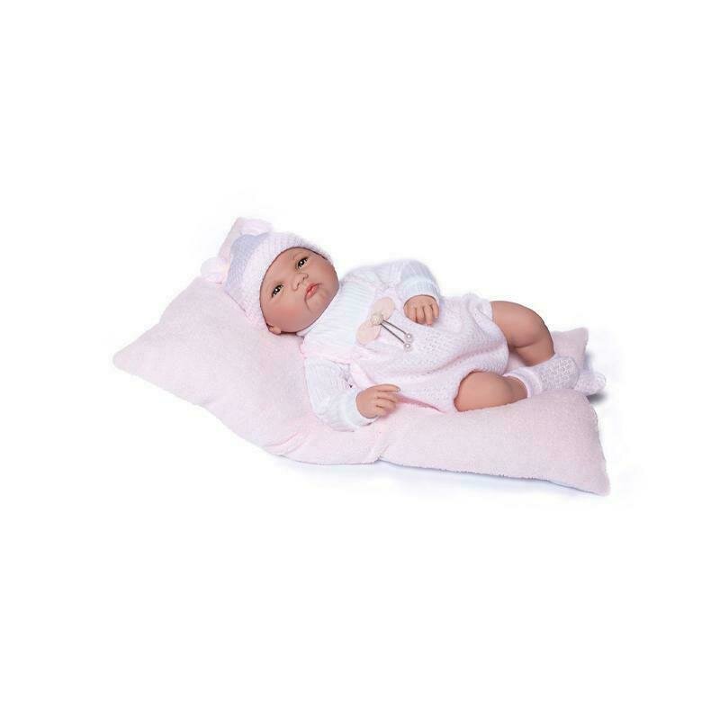 Guca - Papusa bebe realist Reborn Elsa cu salteluta roz blanita 46 cm