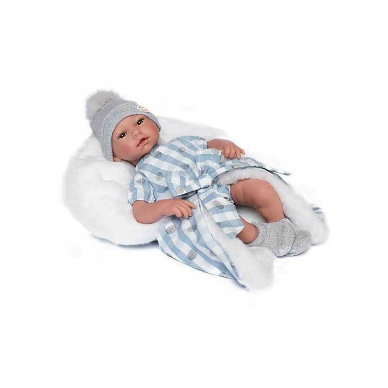 Guca - papusa bebelus baietel mauro, cu paturica si caciula, 38 cm, +3 ani,