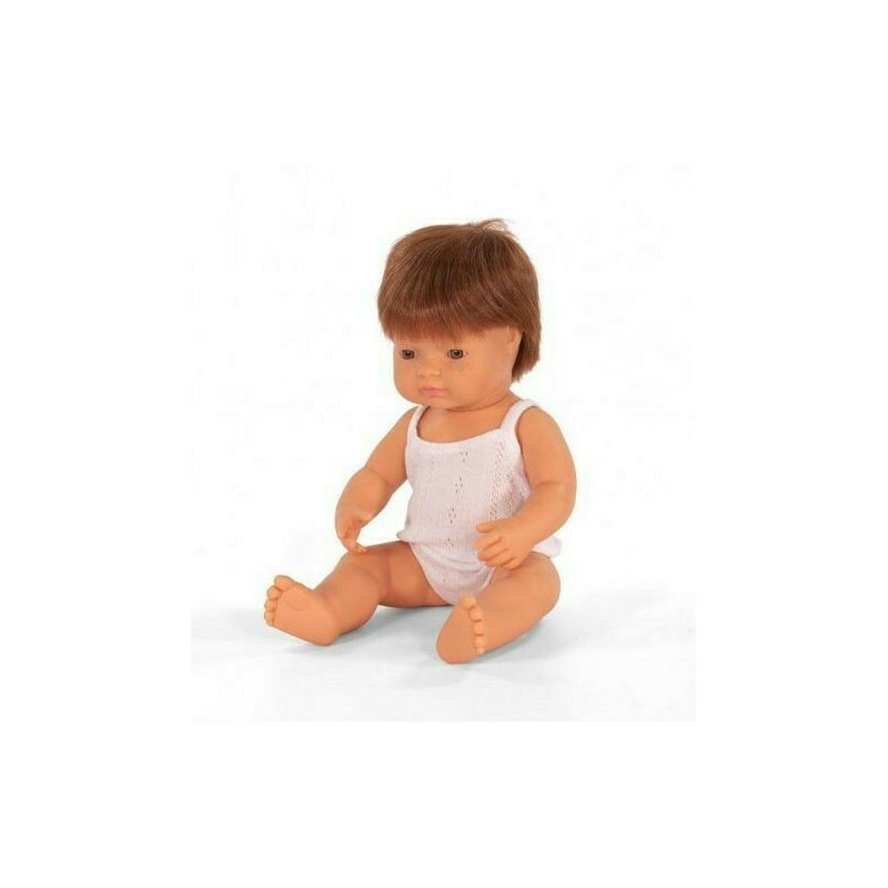 Miniland - papusa bebelus baietel european 38 cm, roscat