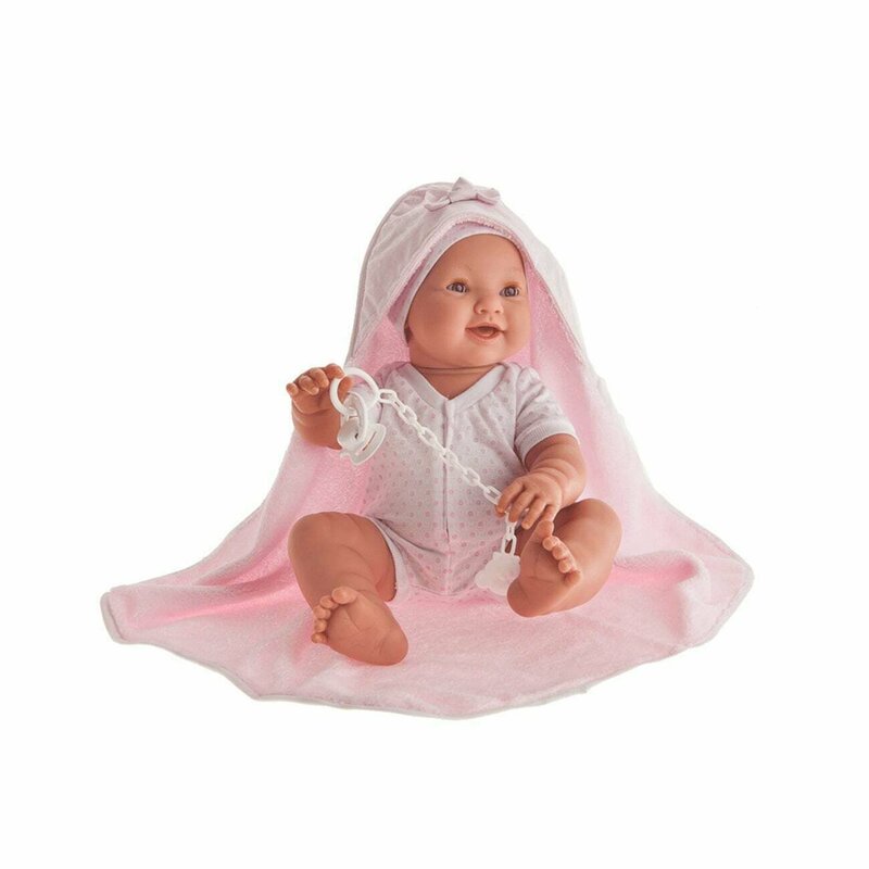 Antonio juan - papusa fetita, bebelus nou nascut mia care face pipi, 42 cm,