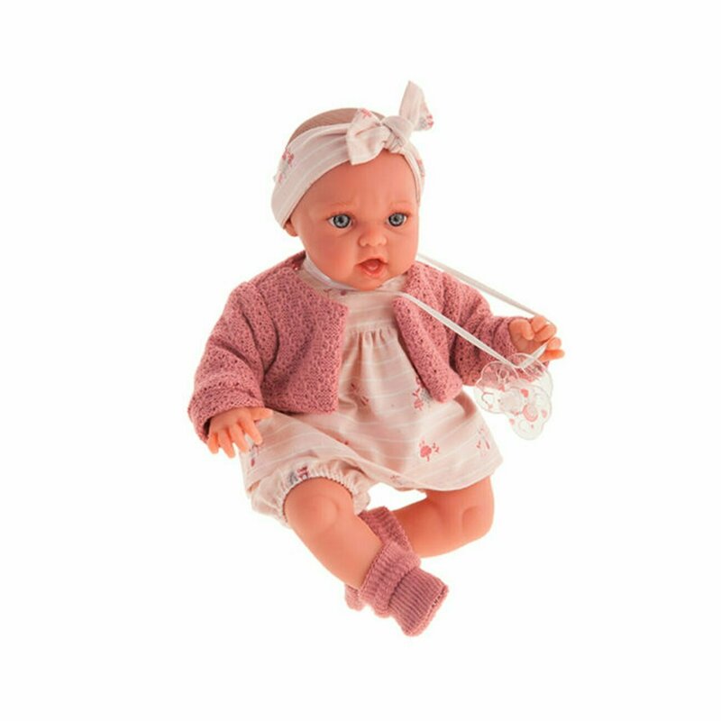 Antonio juan - papusa rebeca , 29 cm, cu cardigan de culoare coral