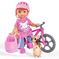Simba - Papusa Evi Love 12 cm Holiday Bike cu bicicleta si catelus