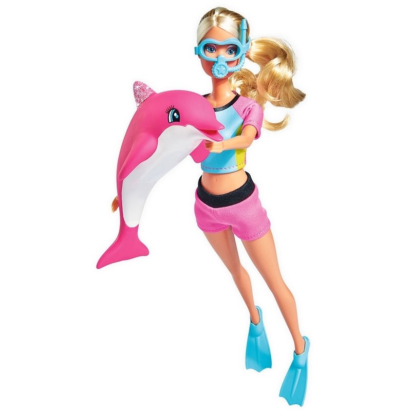 Simba - papusa steffi love dolphin fun 29 cm cu delfin si accesorii