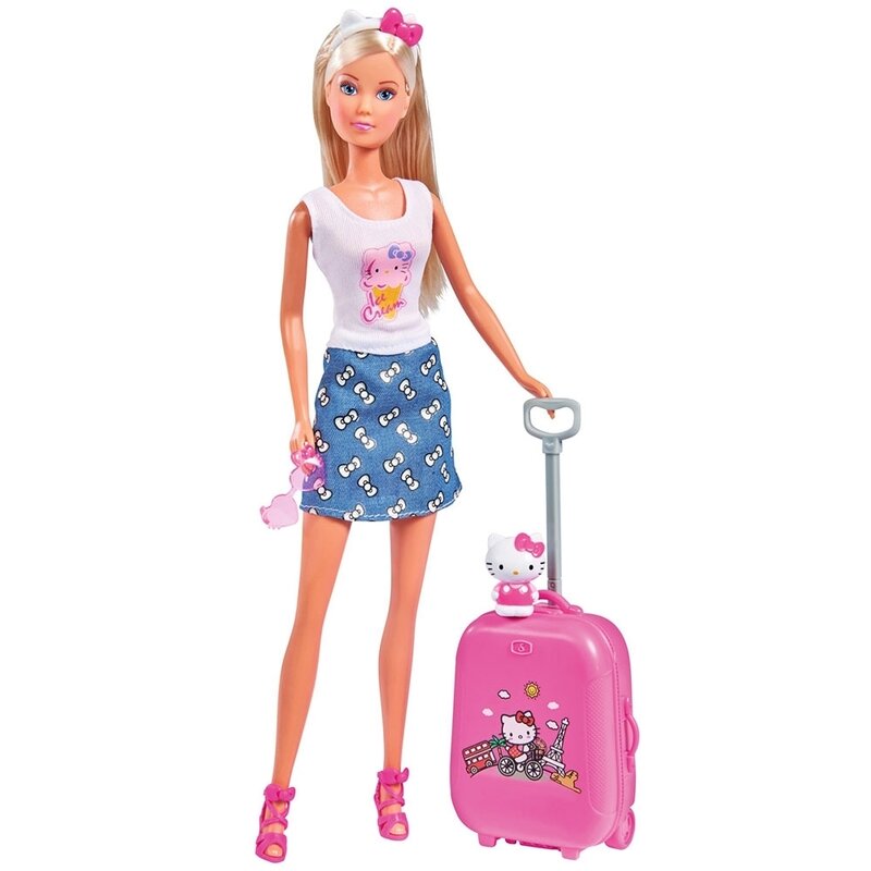 Simba - papusa steffi love travel cu accesorii, 29 cm hello kitty