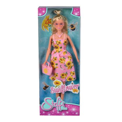 Simba - Papusa Steffi Love , Cu rochita cu imprimeu floarea soarelui, Roz
