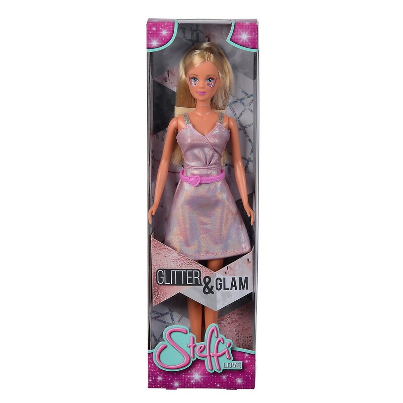 Simba - papusa steffi love glitter glam , cu rochie, roz
