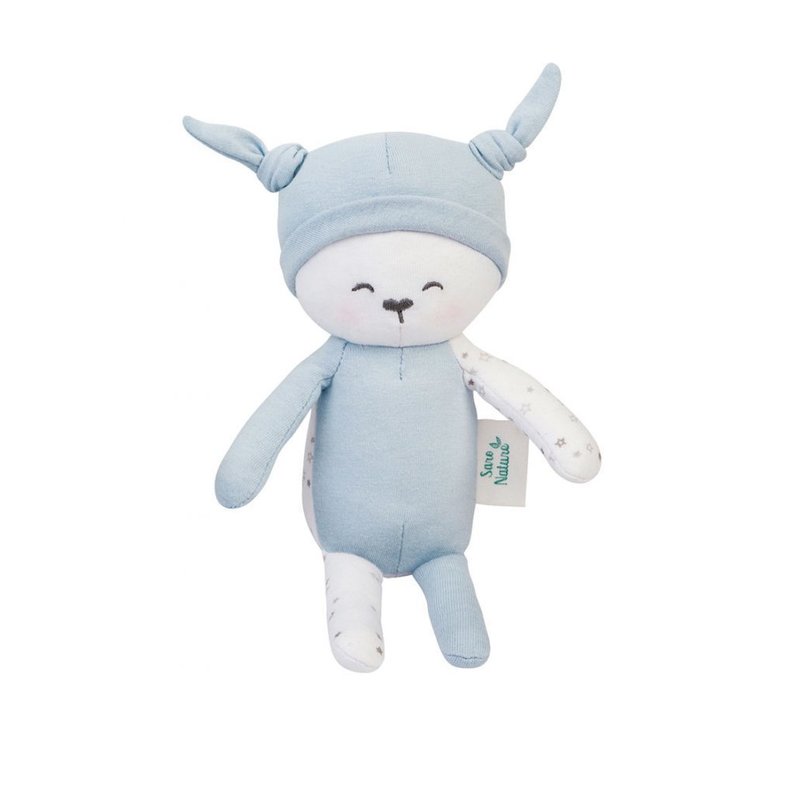 Saro baby - papusa textila din bumbac organic, bleu