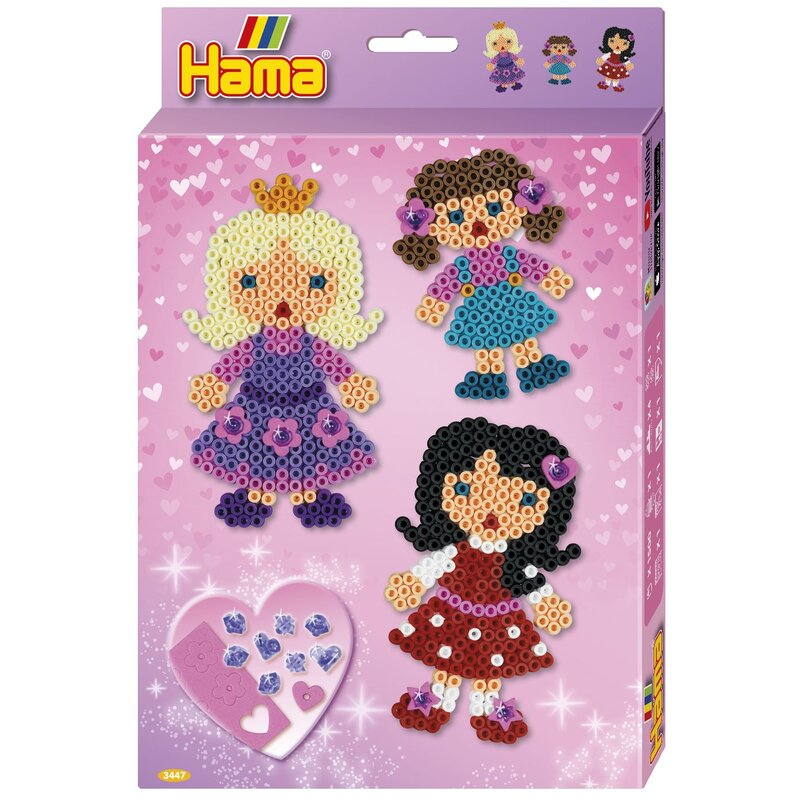 Hama - papusi - set de 1500 margele midi si o planseta in cutie cu agatator