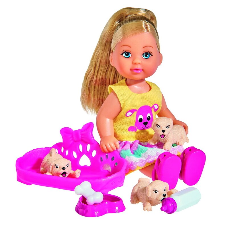 Simba - papusa evi love , cu 3 catelusi, multicolor