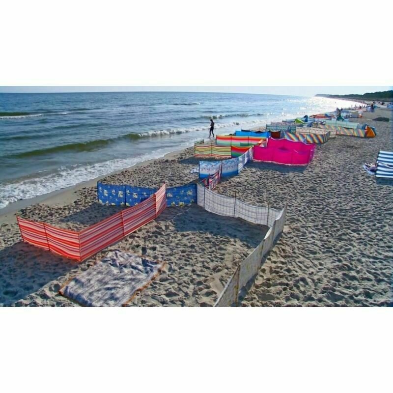 Springos - paravan pentru plaja pliabil 10m navy stripes