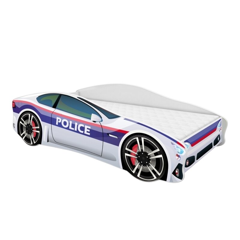 MyKids - Patut junior cu saltea Car Police, 160x80 cm