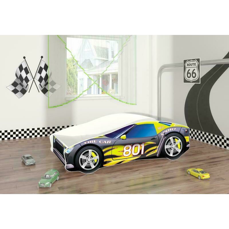 MyKids - Pat tineret Race Car 06 Black , 160x80 cm