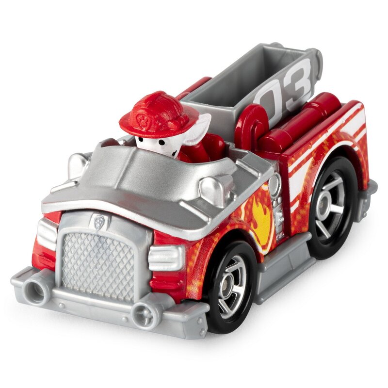 Spin master - masinuta pompierului marshall , paw patrol , metalica, rosu