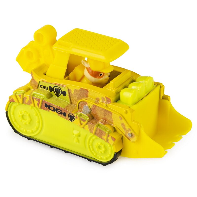 Spin master - masinuta jungle rescue , paw patrol , metalica, cu figurina rubble, galben