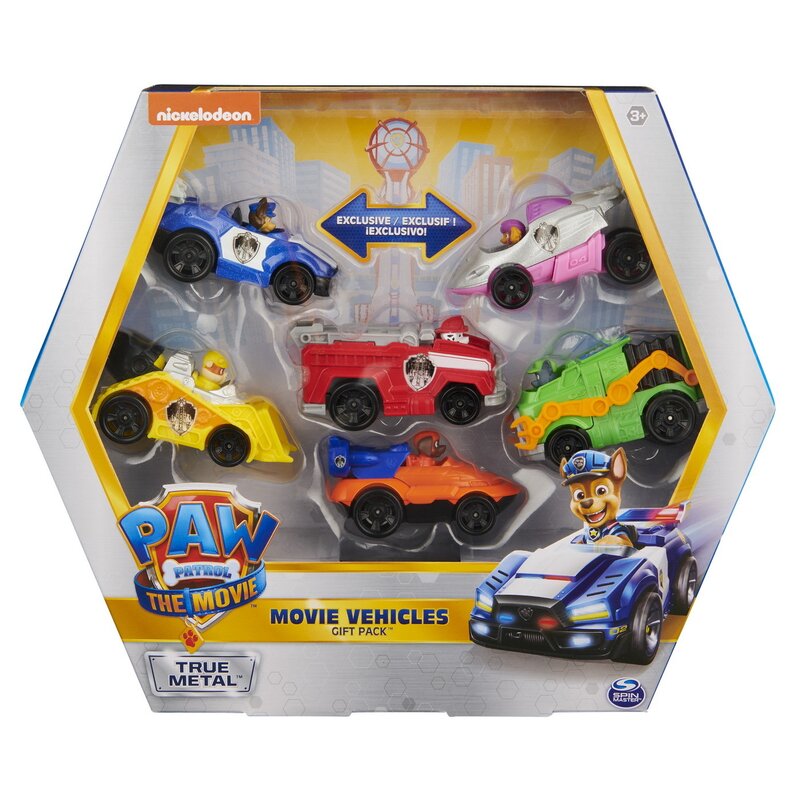 Spin master - set vehicule , paw patrol, 6 masinute, pachet cadou