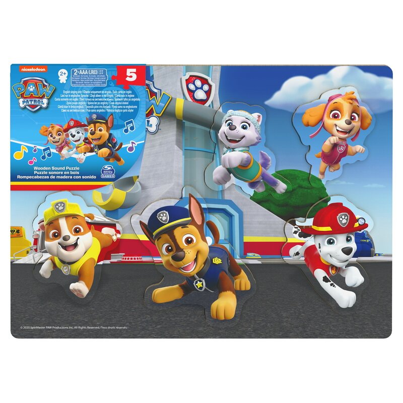 Spin master - puzzle sonor patrula catelusilor , puzzle copii, cu forme, din lemn, piese 5