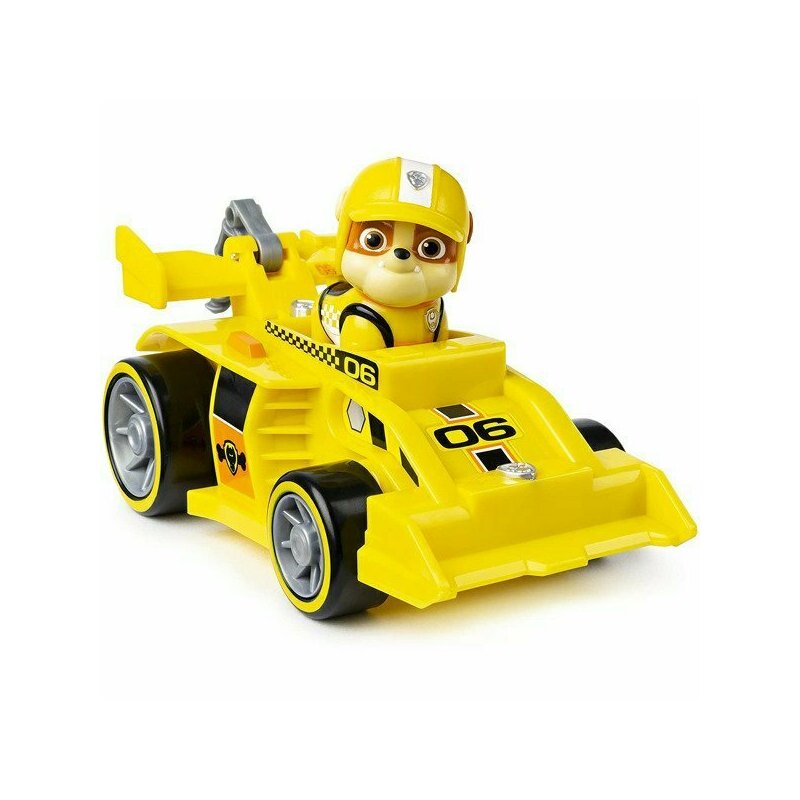 Spin master - masinuta de curse , paw patrol , cu sunete, cu motor pull-back, cu figurina rubble