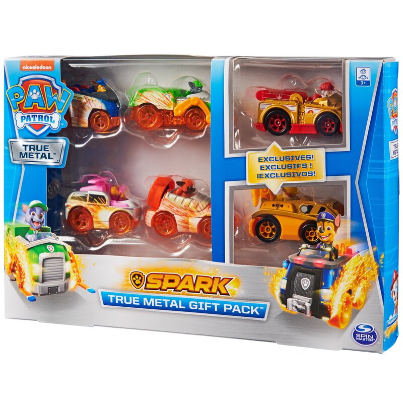 Spin master - set vehicule , paw patrol, metalice, 6 masinute, spark edition