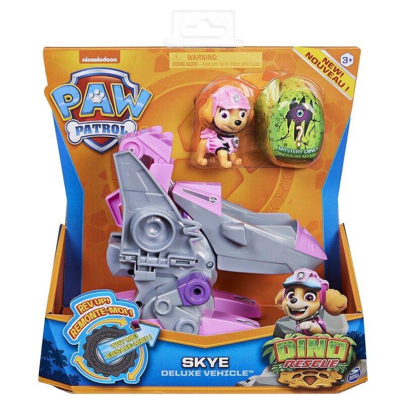 Spin master - set de joaca vehicul , paw patrol , cu figurina dino surpriza, cu catelusul skye