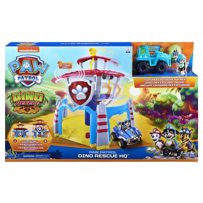 Spin master - set de joaca turnul de control dino , paw patrol , cu vehicul, cu catelus exclusiv rex