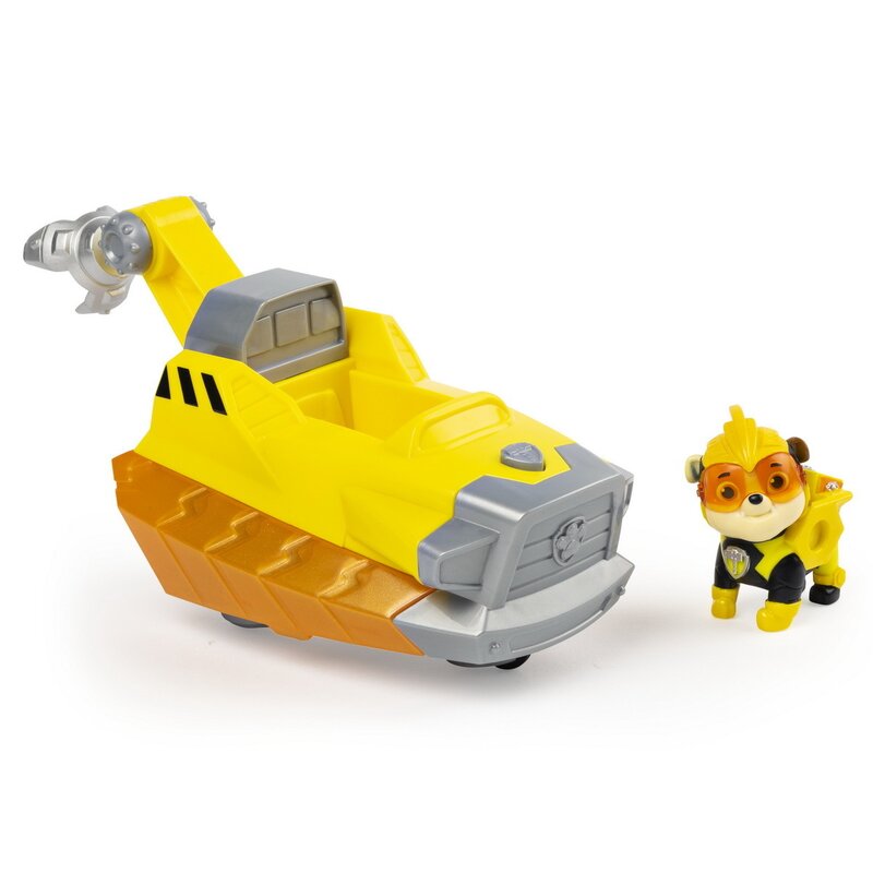 Spin master - figurina rubble , paw patrol , cu sunete si lumini, cu vehicul