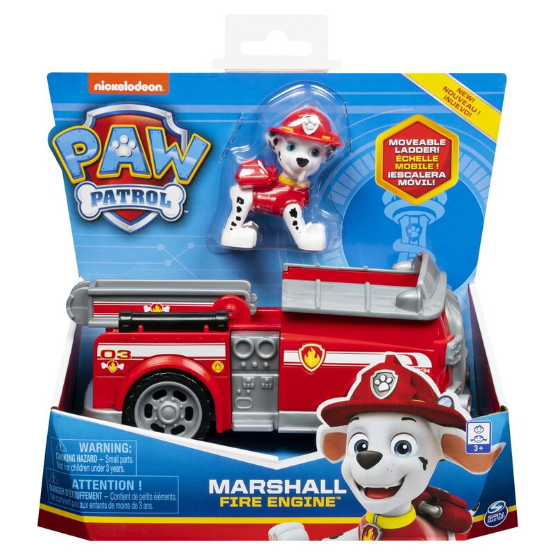 Spin master - masina de pompieri , paw patrol , cu figurina marshall