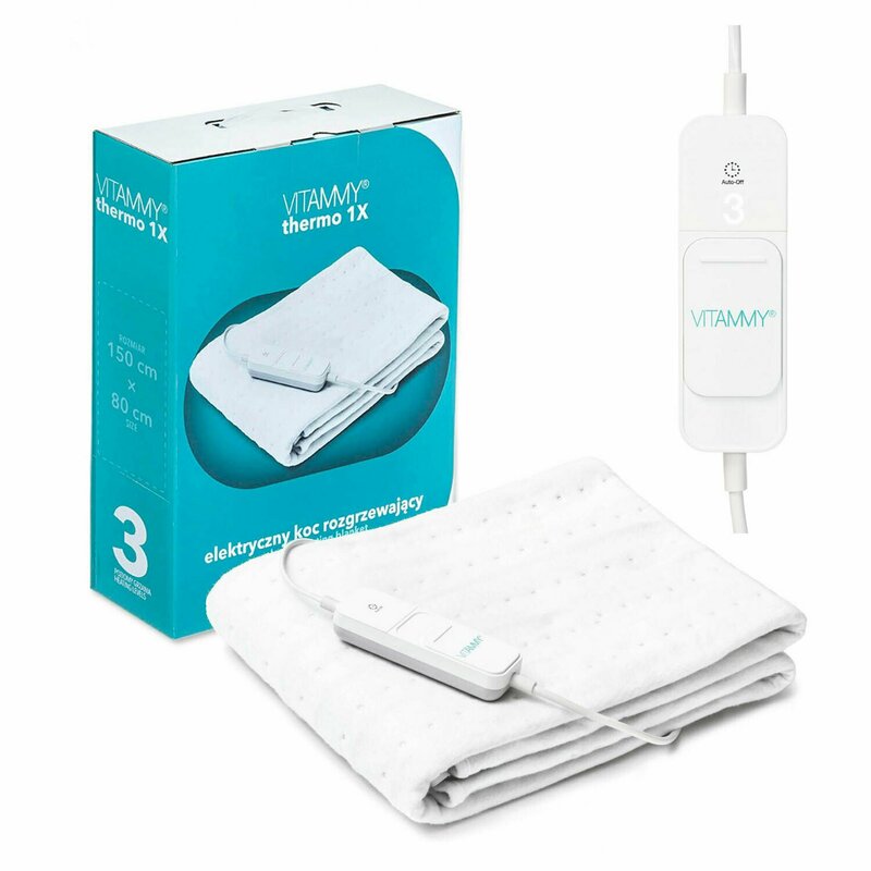 Vitammy - patura cu incalzire electrica thermo 1x, 150 x 80 cm, 3 trepre de incalzire, 60 w, termostat cu senzor, ss018a1x