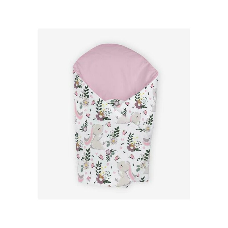 Klups - paturica de infasat bunny , world, din bumbac, 75x75 cm, roz