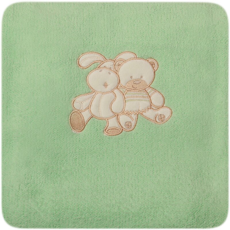 Womar - Paturica bebelusi cu Broderie Polar Fleece 90 x 80 cm, Verde