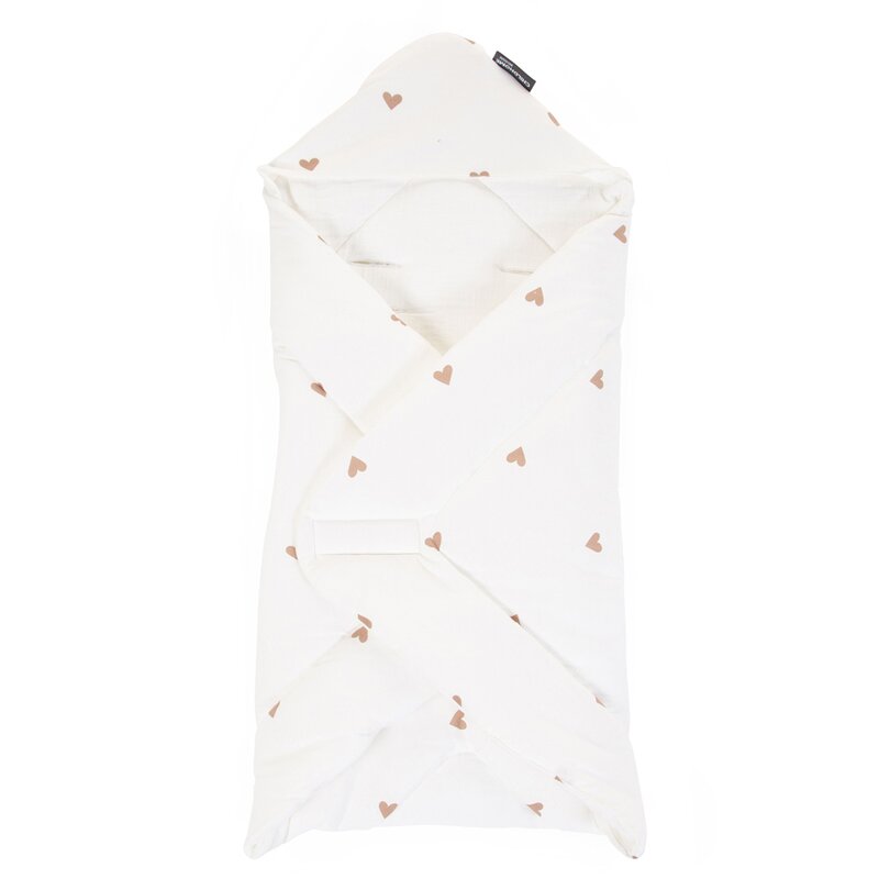 Childhome - paturica de infasat jerse/muselina 75x75 cm, inimioare