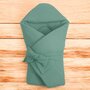 Paturica de infasat, New Baby, Cu gluga, Cu multiple utilizari, Cu inchidere cu panglica cu fundita, Dimensiune 75x75 cm, Din muselina, Din materiale certificate Oeko Tex Standard 100, Green - 2