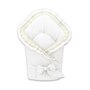 Paturica de infasat, MimiNu, Cu volanase si dantela, Cu multiple utilizari, Cu inchidere cu panglica, Dimensiune 75x75 cm, Din bumbac certificat Oeko Tex Standard 100, White - 1